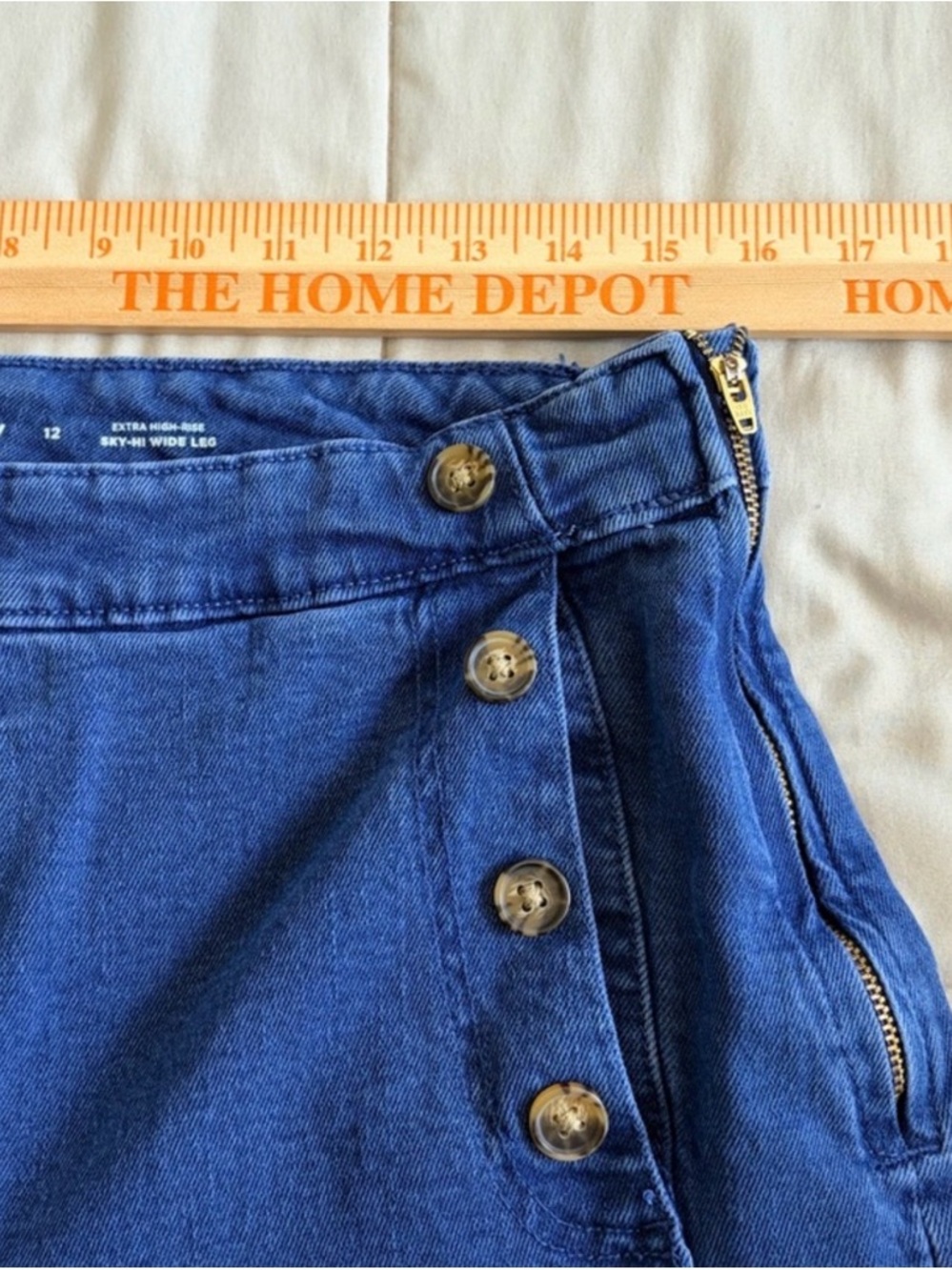 Old Navy High Rise Wide Leg Jeans Sailor Nautical Sz 12 - Picture 3 of 5